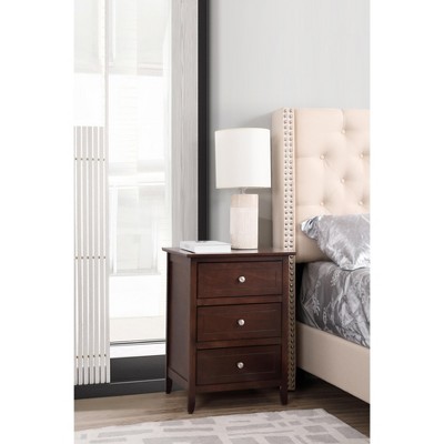 Daniel Cappuccino 3-Drawer Solid Wood Nightstand