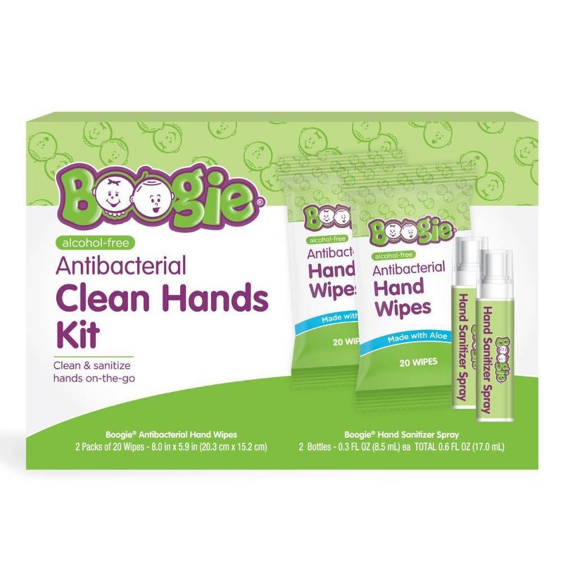 Boogie Antibacterial Clean Hand Wipes and Sanitizer Spray Kit - 4ct, 1 of 9