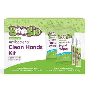Boogie Antibacterial Clean Hand Wipes and Sanitizer Spray Kit - 4ct