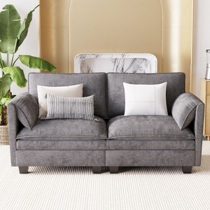 Okak Mid Century Designed Loveseat Sofa Futon Couch with Arm Pillows,Comfy 2-Seat Sofa Couch for Living Room,Apartment - 1 of 4
