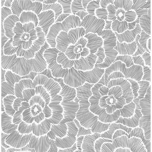 NuWallpaper Saraya Peel and Stick Wallpaper Charcoal: Removable Vinyl, Self-Adhesive, Solid Pattern, 28.2 Sq Ft Coverage - 1 of 3
