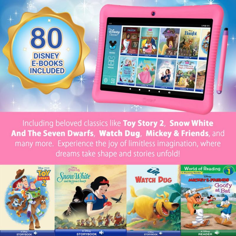 Contixo 10" Android Kids 64 GB Tablet (2023 Model), Includes 80+ Disney Storybooks & Stickers, Kid-Proof Case with Kickstand & Stylus, 4 of 14