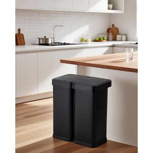 2x8 Gallon Trash Cans Touchless, Soft-Close Lid, Large Waste Basket, Stainless Steel Rubbish and Recycle Bin Combo for Kitchen, Bathroom - 1 of 4