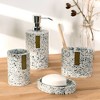 4pc Lerrazzo Lotion Pump/Toothbrush Holder/Tumbler/Soap Dish Set Gray/Natural - Allure Home Creations - 2 of 4
