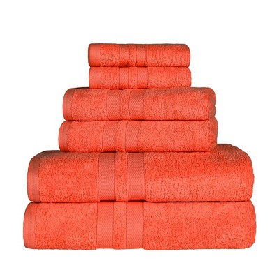 Cotton 6 Piece Bath Towel Set, Plush and Quick Drying, Classic Ionic Jacquard Border and Embroidered Trim by Blue Nile Mills