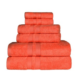 Cotton 6 Piece Bath Towel Set, Plush and Quick Drying, Classic Ionic Jacquard Border and Embroidered Trim by Blue Nile Mills - 1 of 4