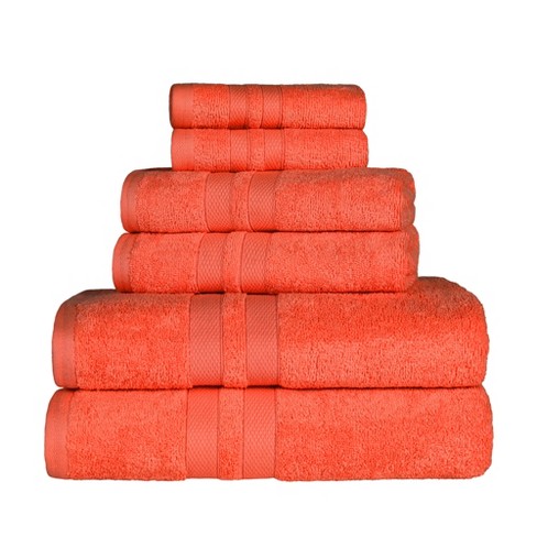 6pc Cotton Jacquard Bath Towel Set Orange