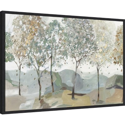 Breezy Landscape Trees I Black Framed Canvas Wall Art