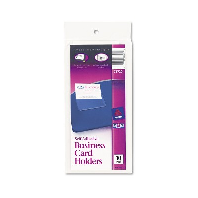 Avery Self-Adhesive Business Card Holders Top Load 3-1/2 x 2 Clear 10/Pack 73720