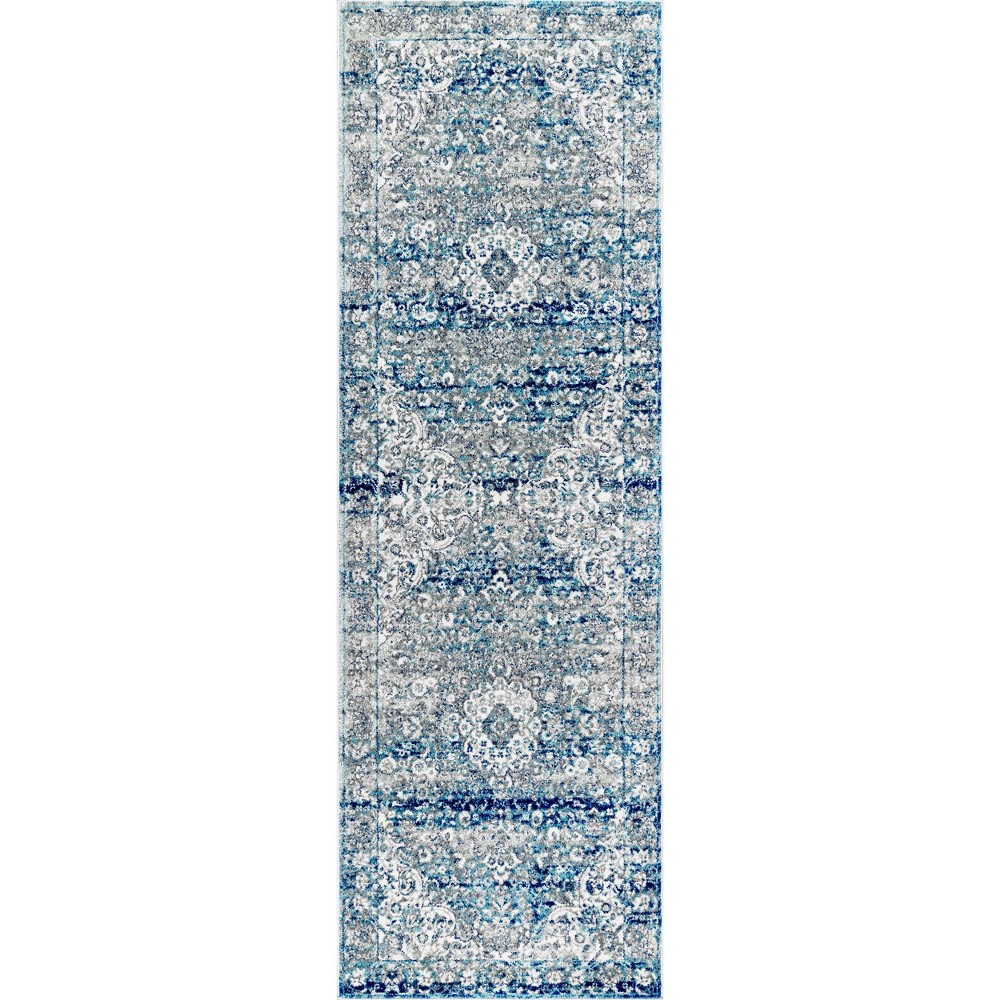 2'8inx8' Runner Verona Vintage Persian Style Rug Light Blue - nuLOOM