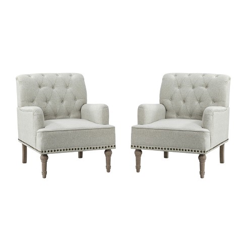 Set Of 2 Naida Armchair With Carved Legs | Artful Living Design-oatmeal ...