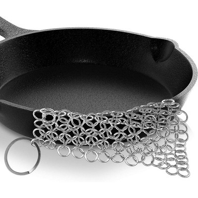 Bruntmor 304 Stainless Steel Chainmail Scrubber for Cast Iron Pans and More  Cookware - 8 x 8 Size, 18/10 Material 
