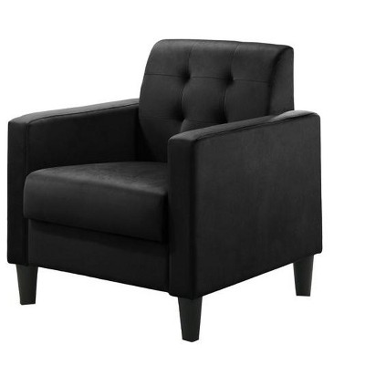 Vynxaria Hale 27.5" Light Gray Velvet Accent Armchair with Tufted Back