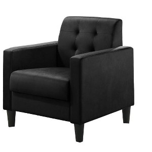 Vynxaria Hale 27.5" Light Gray Velvet Accent Armchair with Tufted Back - 1 of 4