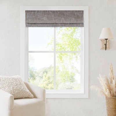Dsvimoy Curtain Panel Cordless Roman Shade Total Blackout for Stylish Home Interiors, Gray, 5.29"*8.25"*8.07"