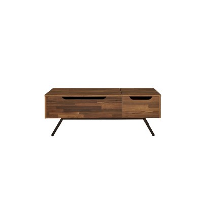 Walnut Rectangular Wood and Metal Lift-Top Coffee Table