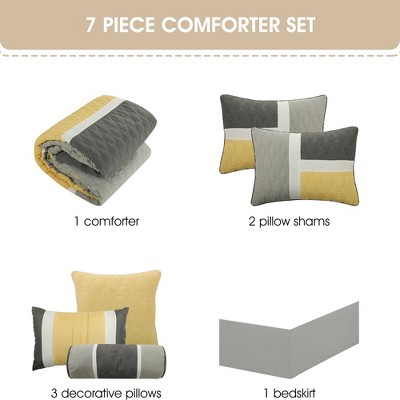 California King Yellow and Grey Geometric Comforter Set
