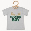 Country Boy Antlers Puff Print - Toddler Short Sleeve Graphic T-Shirt - 3 of 4