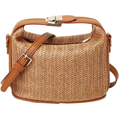 FATMOON Summer Bucket Woven Straw Bag for Women – Small Casual Handbag, Top-Handle & Crossbody, Versatile Vacation Beach Purse