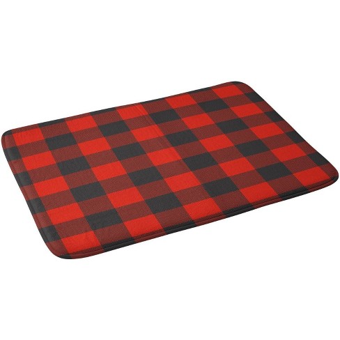 24x36 Winter Cabin Plaid Bath Mat Red - Deny Designs : Target