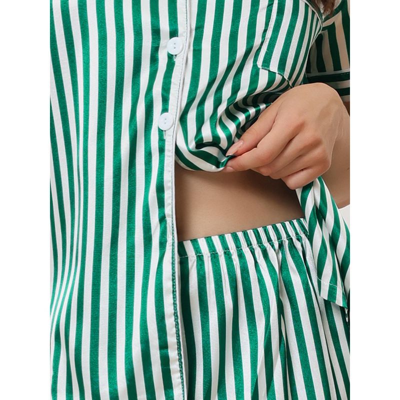 cheibear Women's Button-Down Shirt and Pants Contrast Sleepwear Pajama Set, 4 of 6