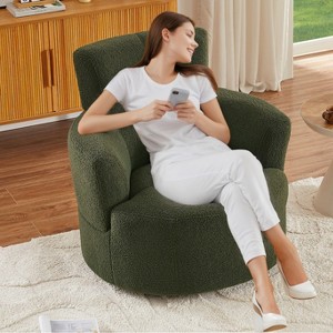 CAVINAS Polyester Swivel Accent Chair with Adjustable Headrest,Modern Round Upholstered Swivel Living Room Chairs,Reading Chairs for Living Room - 1 of 4