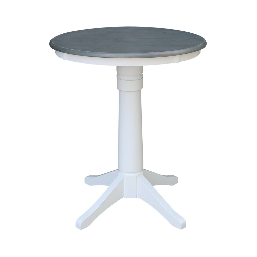 Photos - Dining Table 36" Counter Height Lane Round Pedestal Table White/Heather Gray - Internat