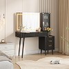48" Fluted Makeup Vanity Desk, Modern Glass Top Vanity Table, 5 Drawers, 3 Light Mode, for Bedroom - 2 of 3
