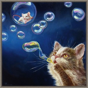 Amanti Art Blowing Bubbles by Lucia Heffernan Canvas Wall Art Print Framed 22 x 22-in. - 1 of 4