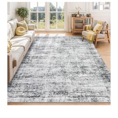 Washable Area Rugs For Living Room, Soft Vintage Distressed Large Bedroom Rug Foldable Indoor Floor Carpet, Retro Abstract Thin Non-Slip Throw Rugs F