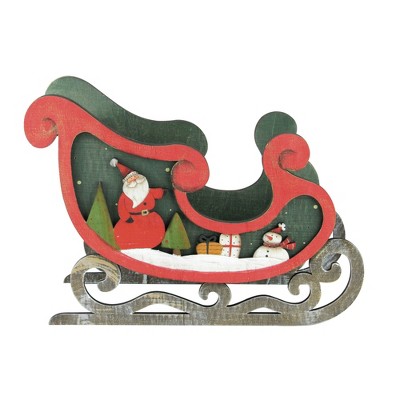 Northlight 14.5" Green and Red Traditional Santa Sleigh Christmas Tabletop Decor