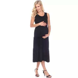 Maternity Plus Scoop Neck Tiered Midi Dress Black 1X - White Mark