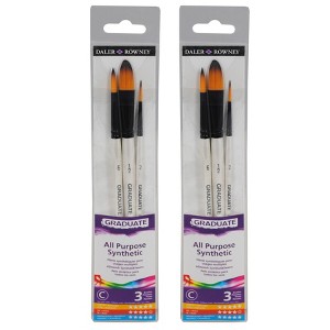 Daler-Rowney Graduate Watercolor Brush Set, Synthetic, 3 Pieces Per Set, 2 Sets - 1 of 2