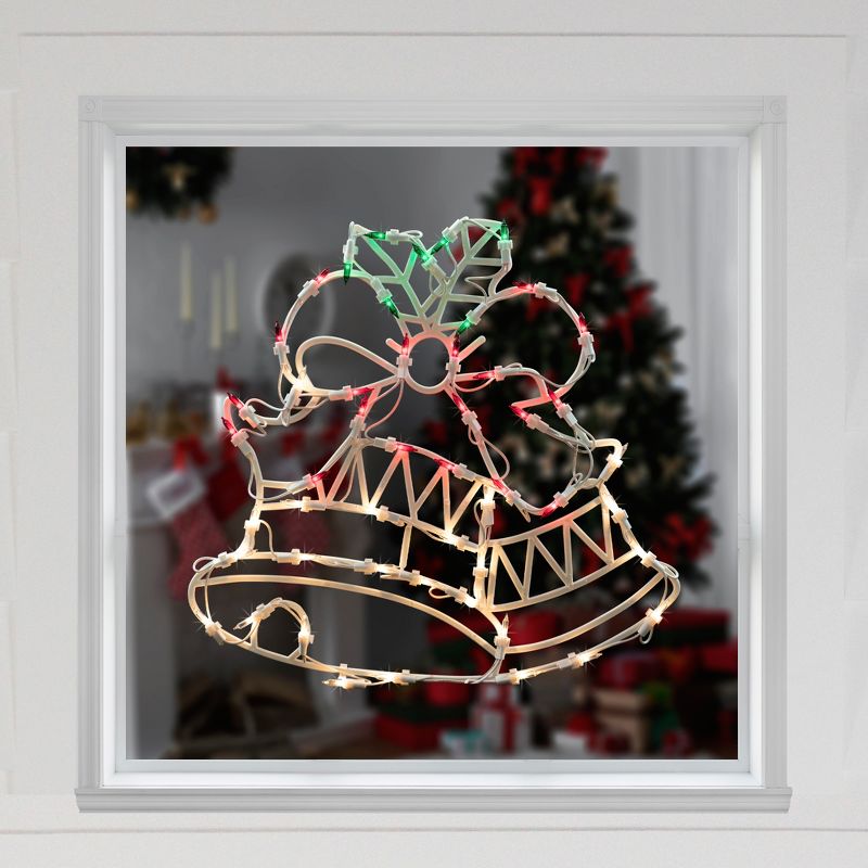 Northlight 15" Lighted Bells with Bow Christmas Window Silhouette Decoration, 3 of 6