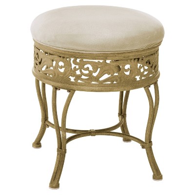 18.5" Villa III Upholstered Backless Metal Vanity Stool Beige - Hillsdale Furniture