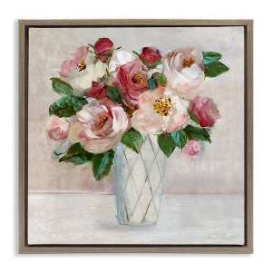 Stupell Industries Pink & Red Rose Bouquet Floating Frame Canvas Art, Brown, 18" x 18" - 1 of 4