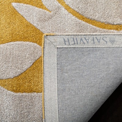 Elegant Gold & Ivory Square Tufted Wool Area Rug - 6' x 6'