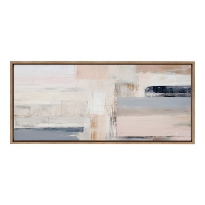 Sylvie Rustic Melody Gold Framed Abstract Canvas Art 18x40