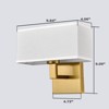 Claxy Set of 2 Modern Brushed Brass Gold with White Fabric Shade Wall Sconces for Bedroom - 4 of 4
