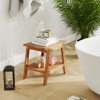 Tangkula 20" Teak Wood Shower Bench w/ Storage Shelf Adjustable & Anti-slip Foot Pads Bathroom Spa Bathing Stool - 4 of 4