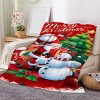 1pc Santa with Reindeer and Snowman Pattern Blanket, All Season Suitable for Bed, Sofa, Home Decor Accessory, Christmas Gifts. - 4 of 4