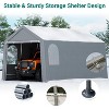 Coucheta Heavy Duty Enclosed Carport, Triple Layer Waterproof PE Cover & Powder Coated Steel Frame, All Weather Outdoor Garage Shelter for Outdoor - 2 of 4