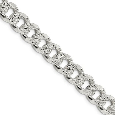 Black Bow Jewelry Men's 10.5mm, Sterling Silver Solid Pave Curb Chain Necklace