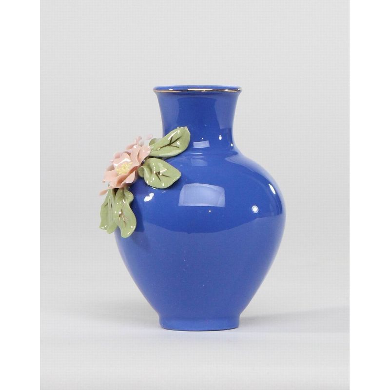 Kevins Gift Shoppe Mini Size Ceramic Columbine Flowers on Blue Vase, 2 of 5