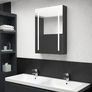 vidaXL LED Bathroom Mirror Cabinet Shining Black 19.7 in.x5.1 in.x27.6 in. - 1 of 4