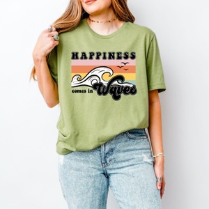 Simply Sage Market Happiness Comes In Waves Stripes Short Sleeve Tee - 1 of 4