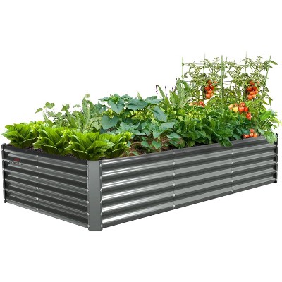 Chery Life 8X4X1.5 ft Galvanized Raised Garden Beds Outdoor, Rectangle Large Metal Planter for Planting Vegetables Flowers Herb, Gray