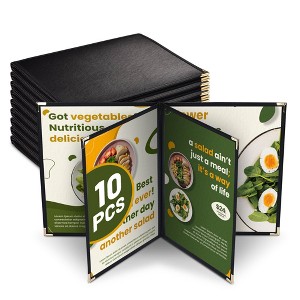 WeChef 10 Pack Restaurant Menu Covers 8.5 x 11" Book Style 4 Pages 6 Views Cafe - 1 of 4