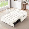 PexFix 55 in. W Modern Velvet Convertible Sofa Bed with Adjustable Back Storage Bag and Pillows for Living Room and Bedroom in White - 3 of 4