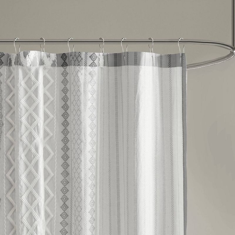 72"x72" Imani Chenille Striped Cotton Printed Shower Curtain, 3 of 7